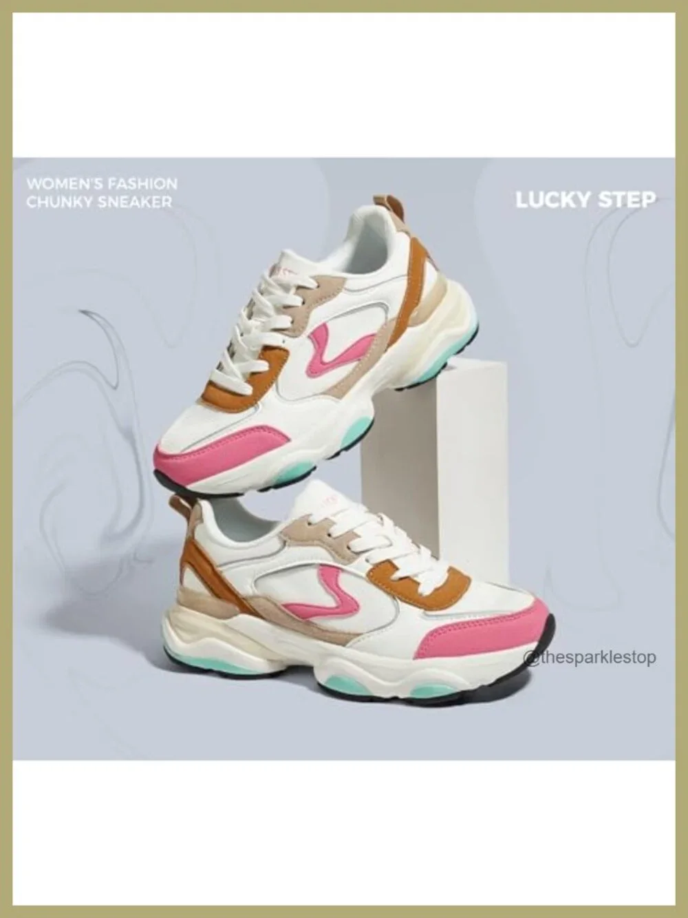 Women's Chunky Platform Walking Sneakers Faux Leather Mesh Slip Resistant